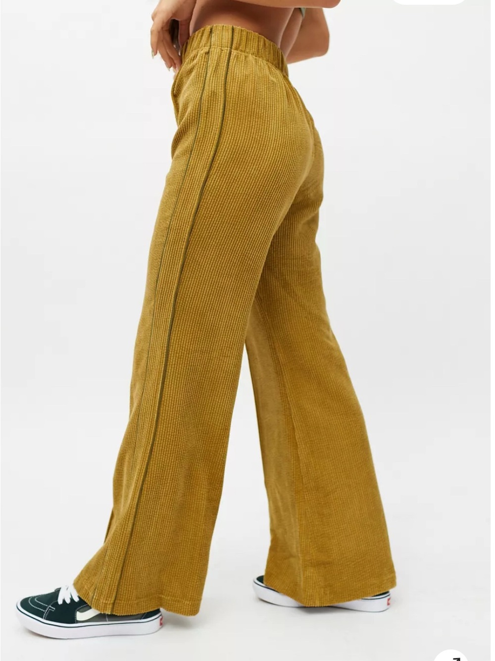 Mode of One Women’s Mustard Yellow Pull On Straight Leg Corduroy Trousers SZ M